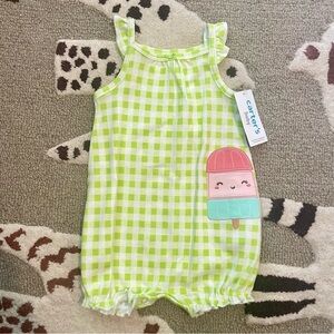 Baby Carter's Lime Gingham Romper (6m)